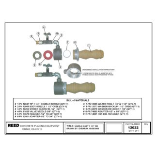 1.5", DB Nozzle Assembly, Coarse Thread, Cast Aluminum, 3/8" Needle Valve, 12 Port Water Ring, REED